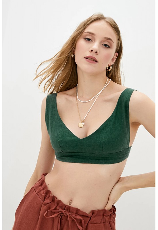 Sleeveless linen crop top Bralette 