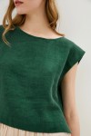 Linen crop top for women Boat neck Loose blouse