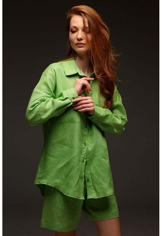 Linen shirt for women with pockets Long sleeves