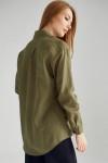 Linen shirt for women with pockets Long sleeves