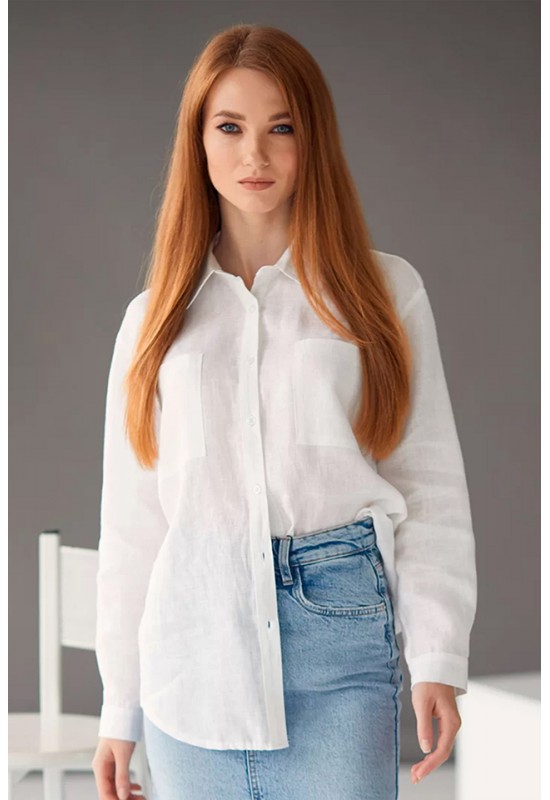 Linen shirt for women with pockets 