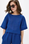 Linen top for women Loose crop blouse with sleeves