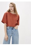 Linen top for women Loose crop blouse with sleeves