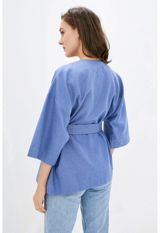 Linen wrap kimono jacket for women 