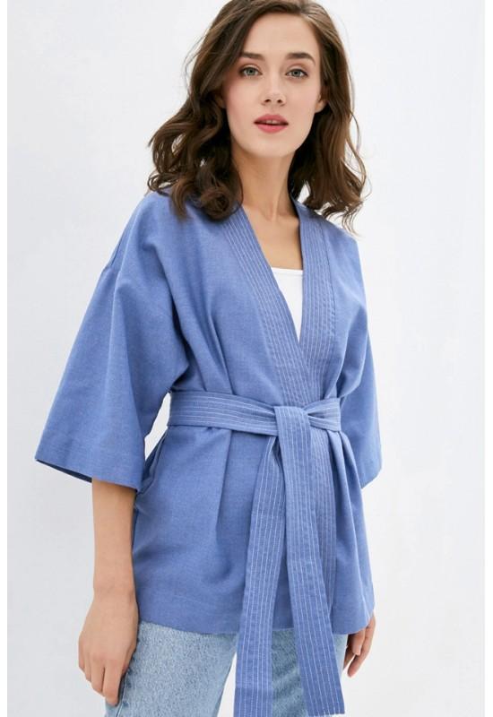 Linen kimono Wrap jacket women Oversize short robe