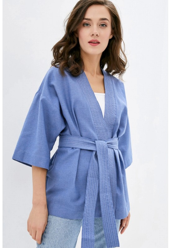 Linen wrap kimono jacket for women 