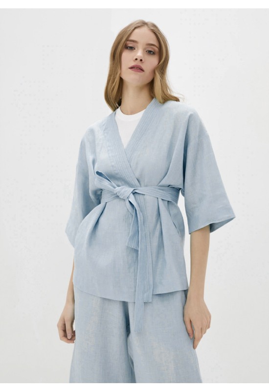 Linen wrap kimono jacket for women 