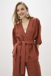 Linen wrap kimono jacket for women 