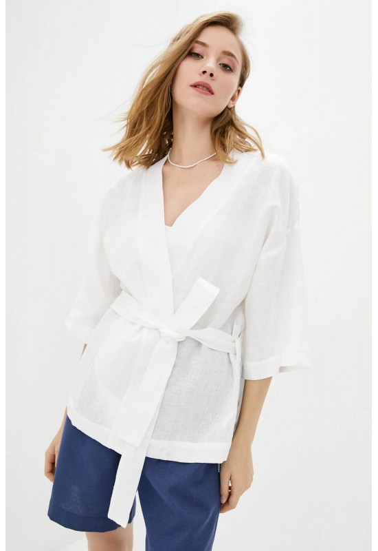 Linen wrap kimono jacket for women 