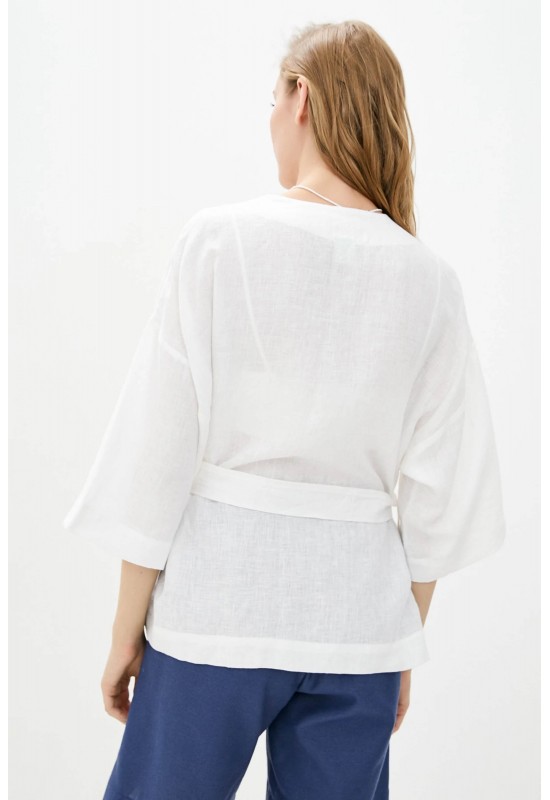 Linen wrap kimono jacket for women 