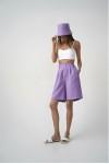 Linen bermuda shorts for women High waisted Long