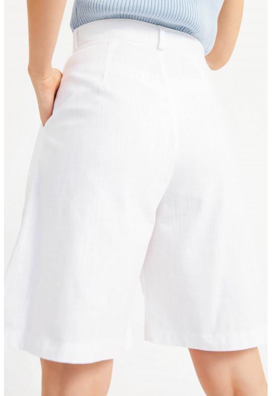 Linen bermuda shorts for women High waisted Long