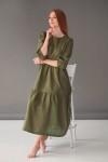 Linen loose dress with ruffles Women maxi dress