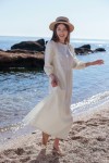 Linen loose dress with ruffles Women maxi dress