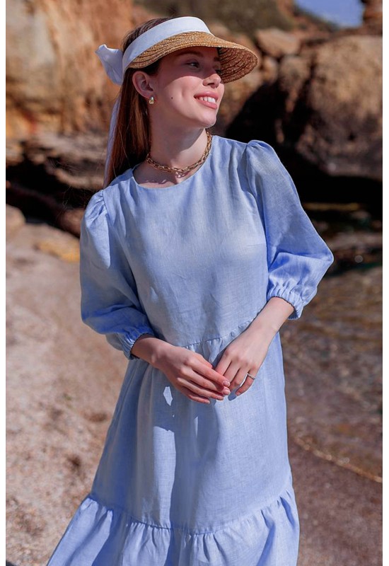 Blue loose dress discount