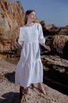 Linen loose dress with ruffles Women maxi dress