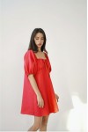 Linen dress with puffy sleeves Women loose tunic 