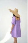 Linen dress with puffy sleeves Women loose tunic 