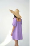 Linen dress with puffy sleeves Women loose tunic 