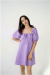 Linen dress with puffy sleeves Women loose tunic 