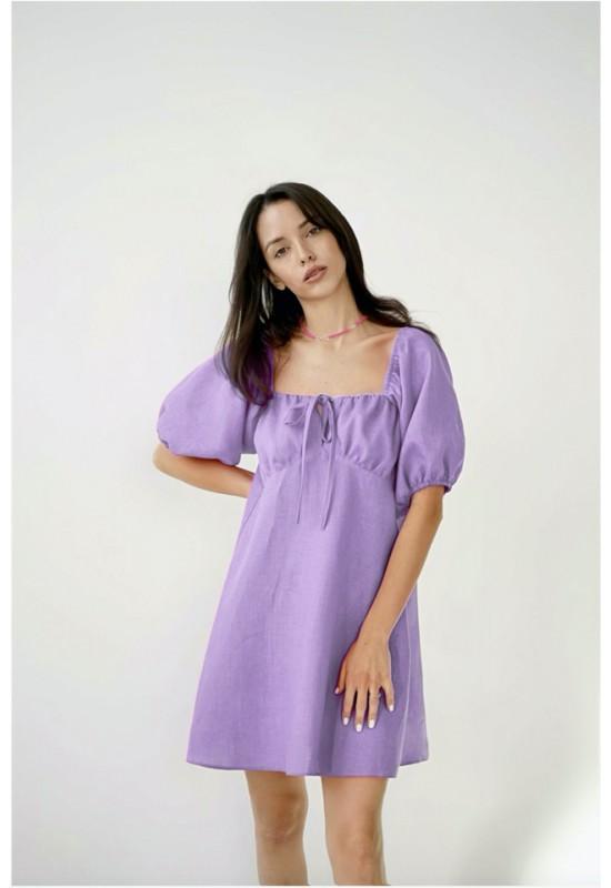 Linen dress with puffy sleeves Women loose tunic 