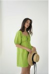 Linen dress with puffy sleeves Women loose tunic 