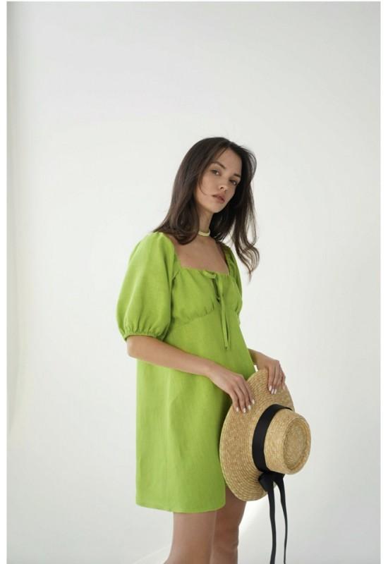 Linen dress with puffy sleeves Women loose tunic 