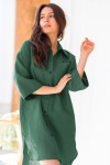 Linen shirt dress Women oversized tunic buttons