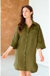 Linen shirt dress Women oversized tunic buttons