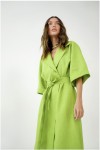 Maxi linen dress Wrap kimono robe women V neck 