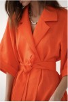 Maxi linen dress Wrap kimono robe women V neck 