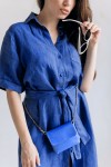 Linen shirt dress Women midi dress with buttons 