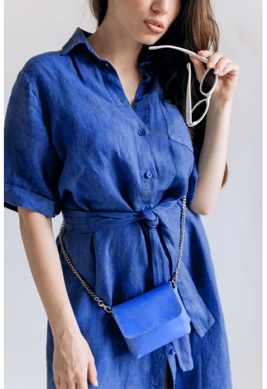 Linen shirt dress Women midi dress with buttons 