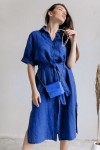 Linen shirt dress Women midi dress with buttons 