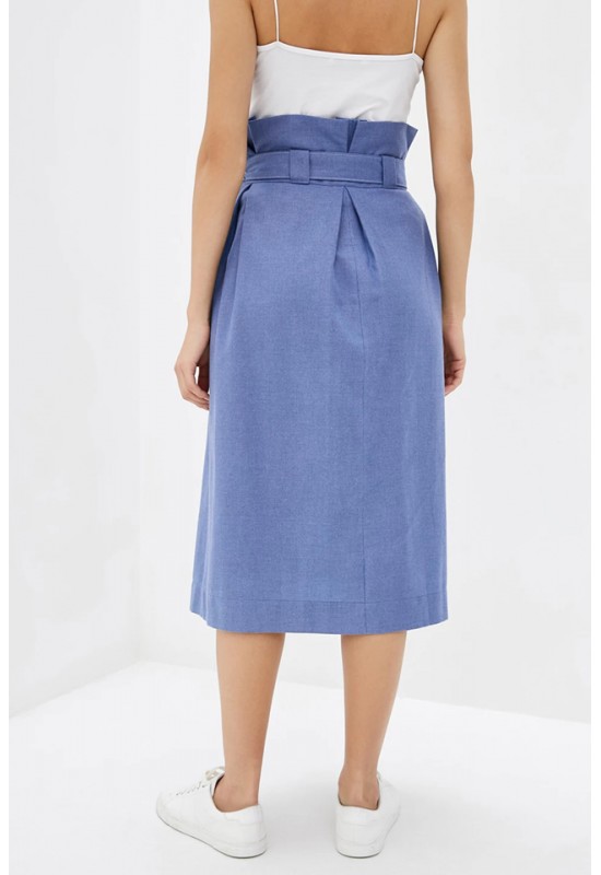 Linen wrap skirt Women midi A-line skirt belt 