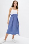 Linen wrap skirt Women midi A-line skirt belt 