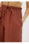 Linen shorts for women Elastic waist band and ties