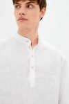 Half button linen shirt for men Band collar shirt