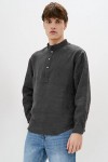 Half button linen shirt for men Band collar shirt