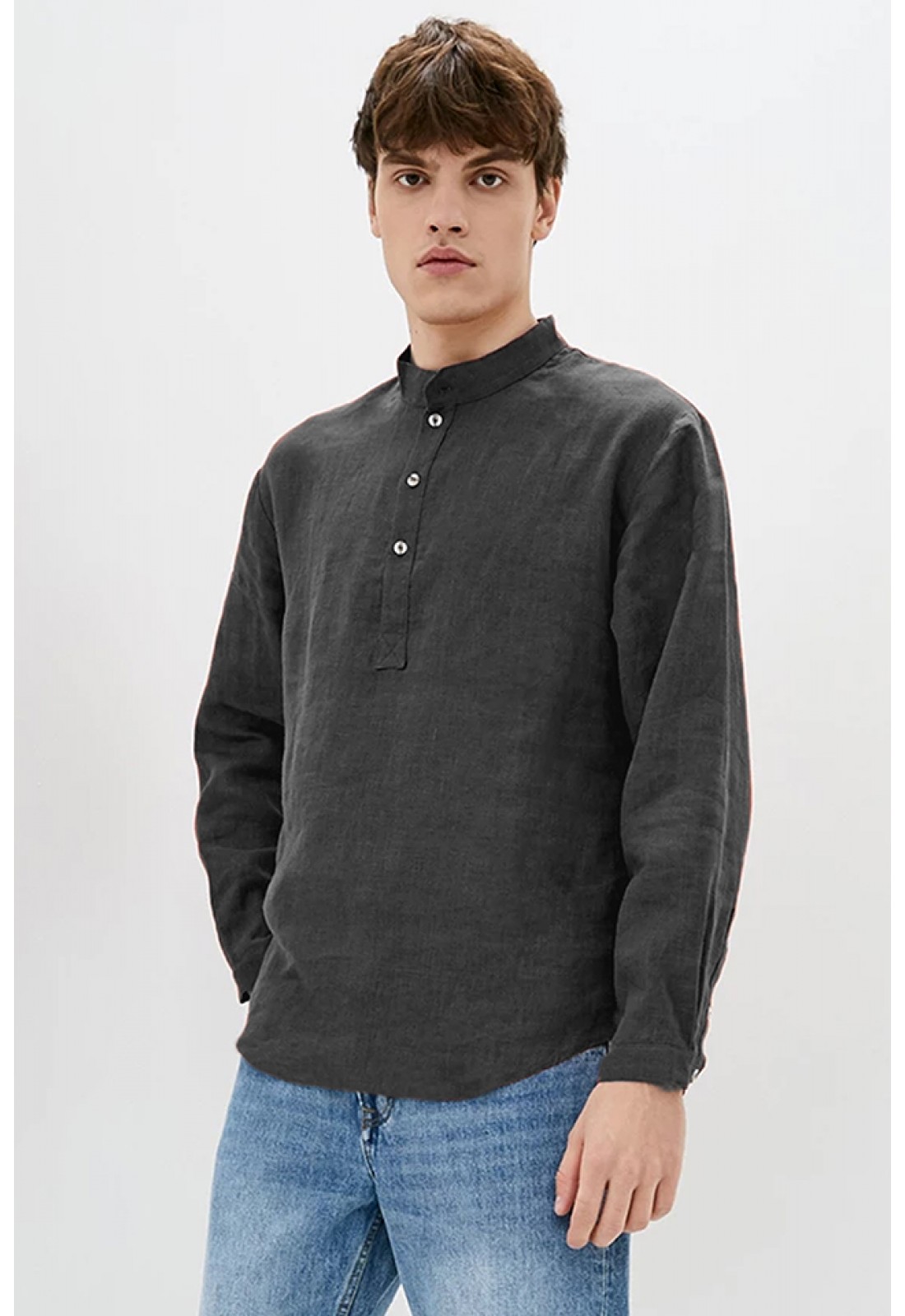 Half-button-linen-shirt-for-