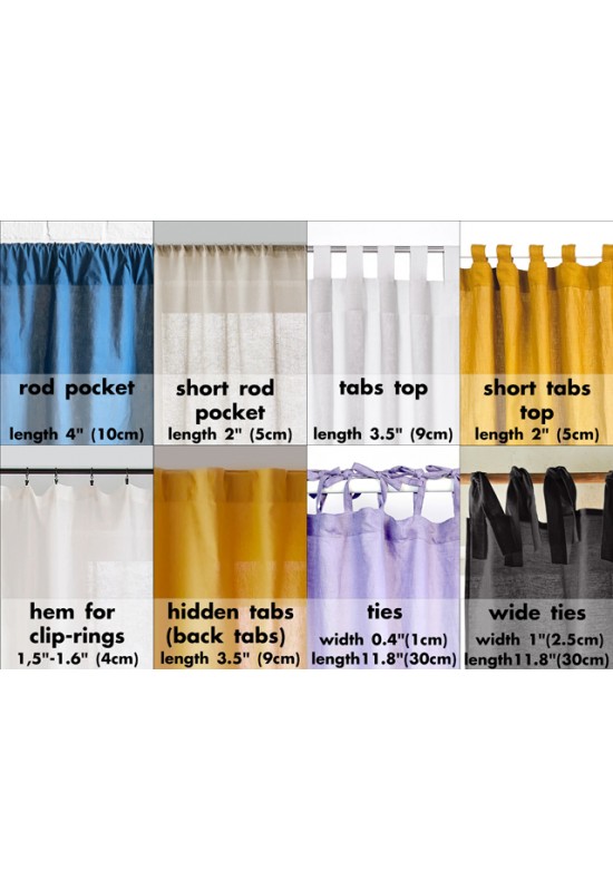 Linen Cafe Curtains - Various Sizes & Colors