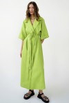 Maxi linen dress Wrap kimono robe women V neck 