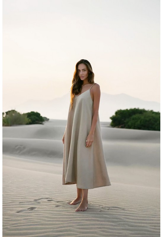 sleeveless linen dress