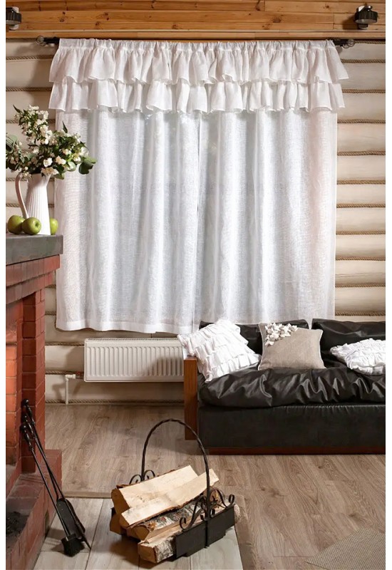 Cafe Linen Curtains with Ruffles 