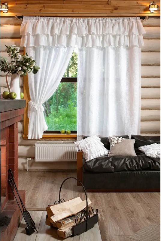 Ruffled linen cafe curtains All colors and sizes