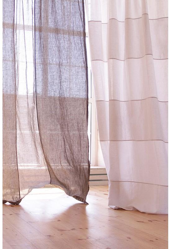 Linen curtain panel Color block