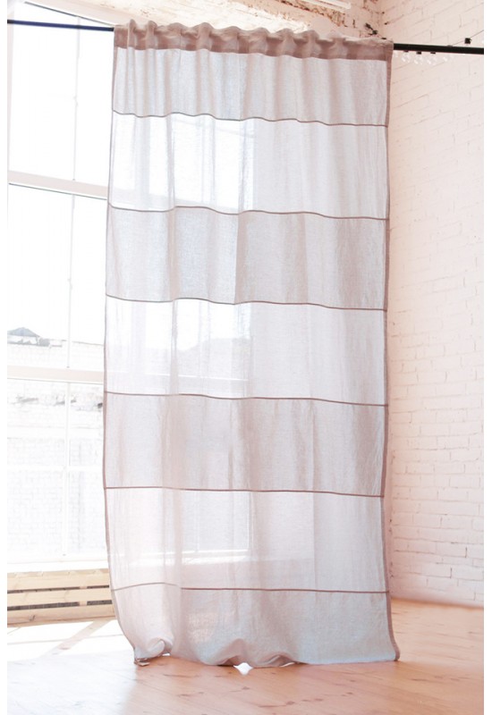 Linen curtain panel Color block