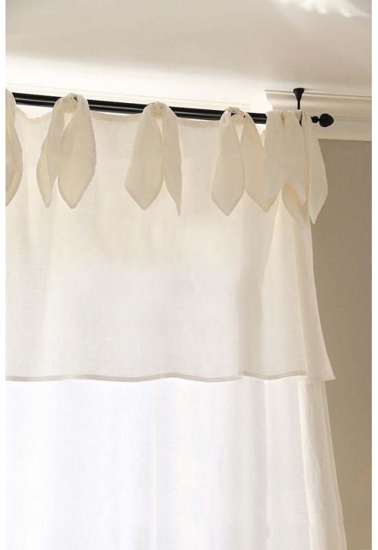 Tie Top Drop Cloth Linen Curtain Panel