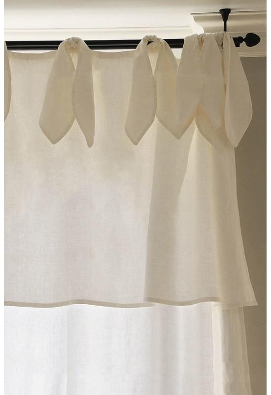 Tie Top Drop Cloth Linen Curtain Panel