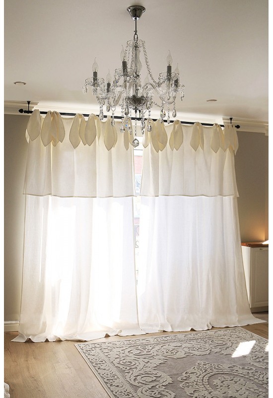 Tie Top Drop Cloth Linen Curtain Panel